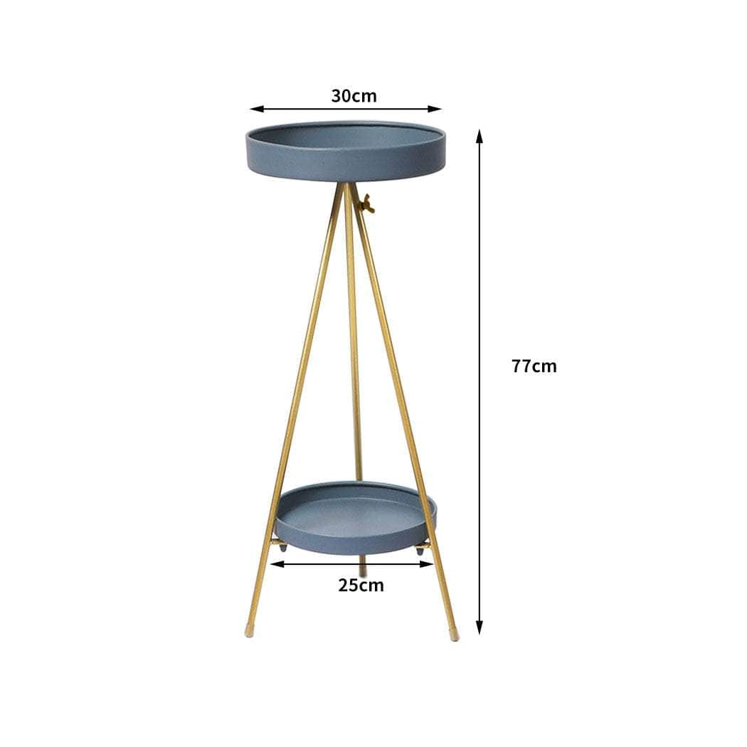 Plant Stand 2 Tiers Outdoor Indoor Grey Gold Large