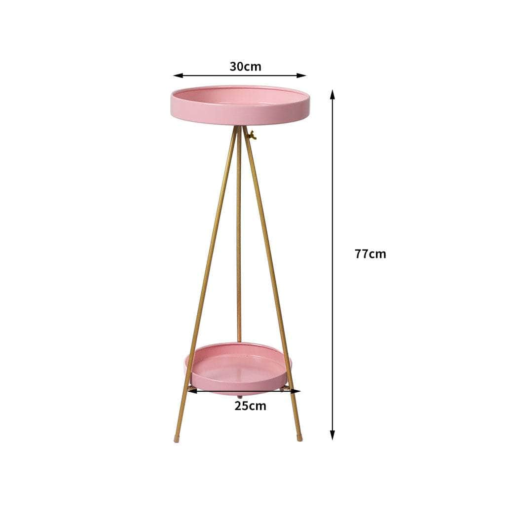 Plant Stand 2 Tiers Outdoor Indoor Pink Gold Large