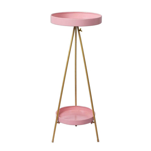 Plant Stand 2 Tiers Outdoor Indoor Pink Gold Large