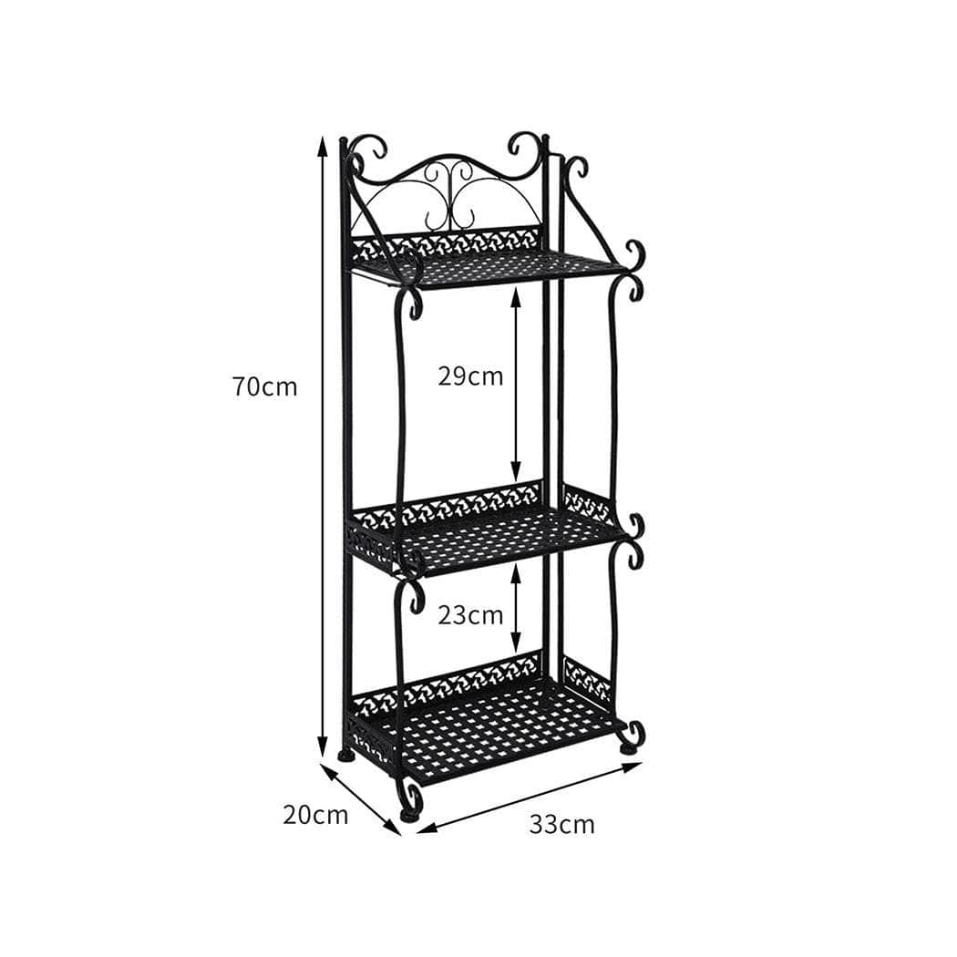 Plant Stand 3 Tiers Outdoor Indoor Black