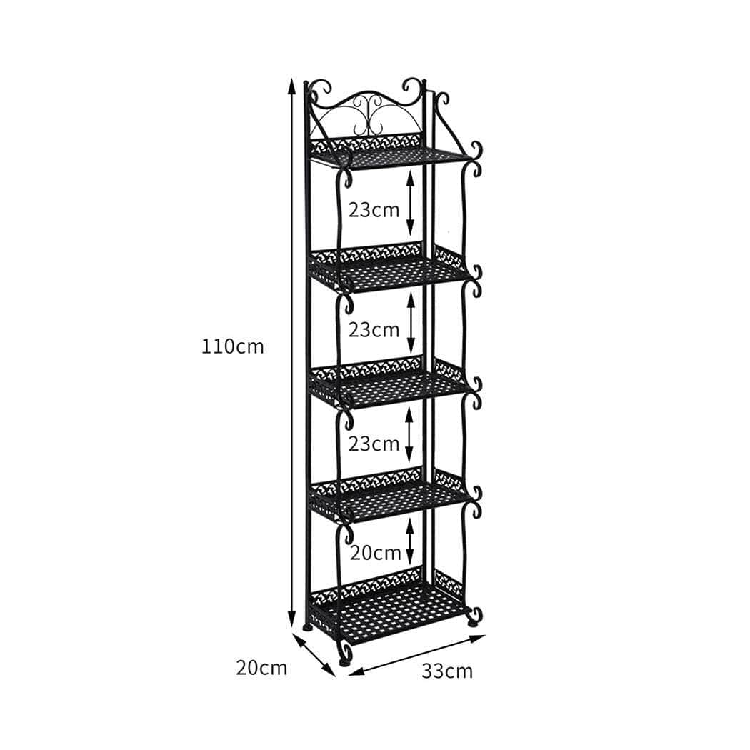 Plant Stand 5 Tiers Outdoor Indoor Black