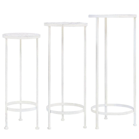 Plant Stand Set 3 Pieces Vintage Style Metal Antique White