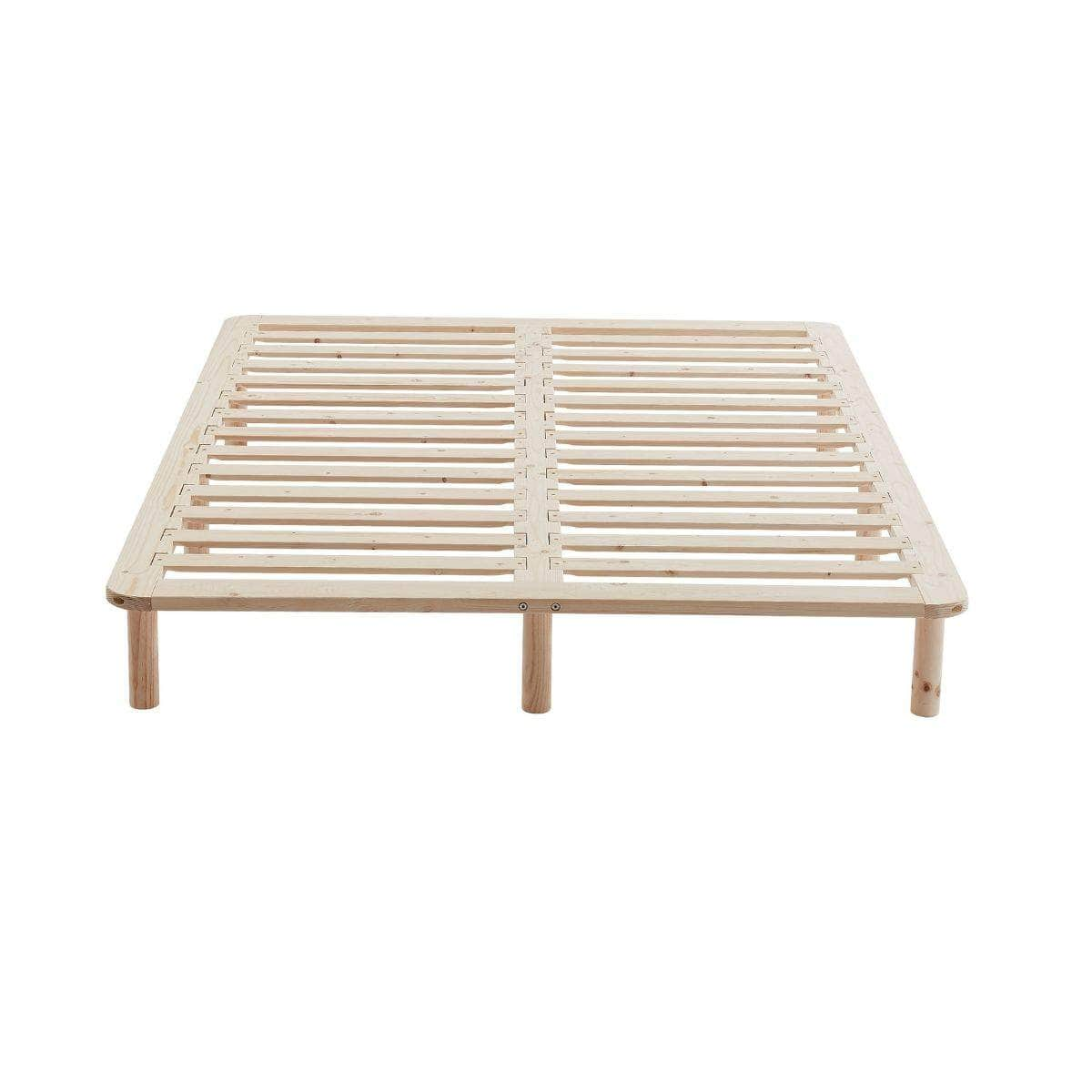 Platform Bed Base Frame Wooden Natural Pinewood