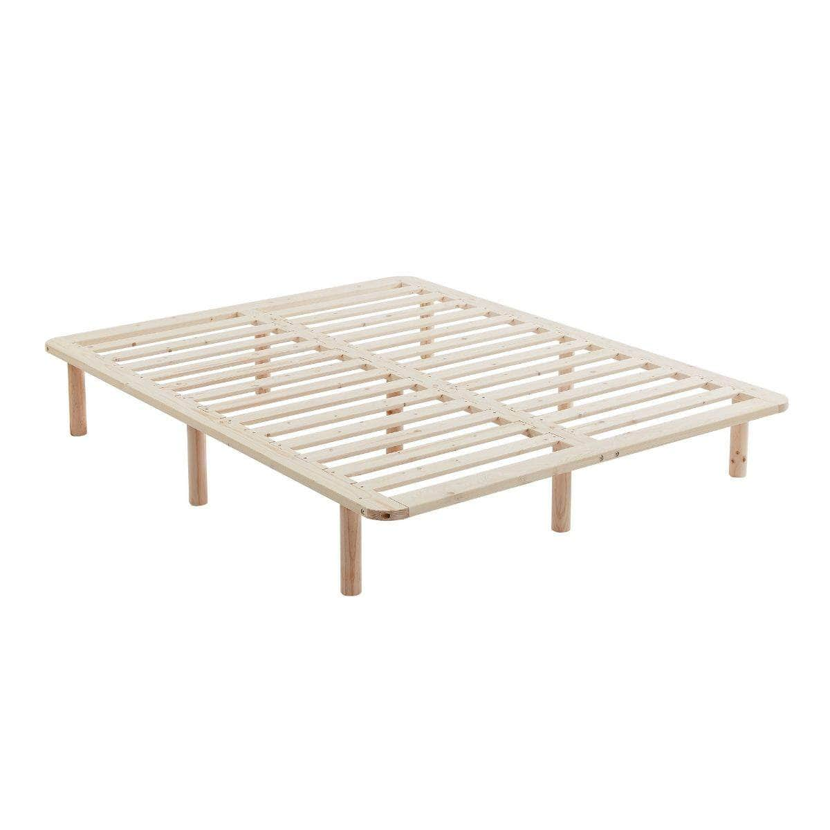 Platform Bed Base Frame Wooden Natural Pinewood