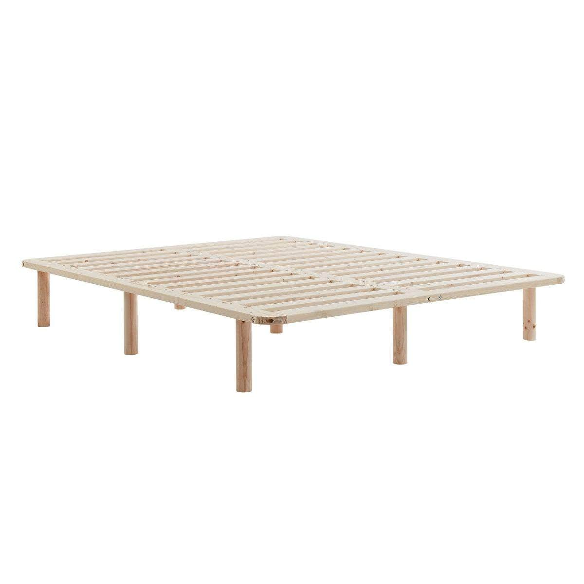 Platform Bed Base Frame Wooden Natural Pinewood