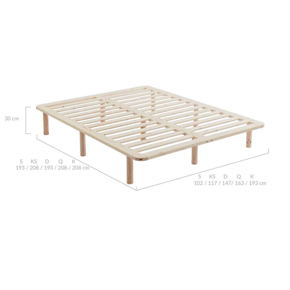 Platform Bed Base Frame Wooden Natural Pinewood