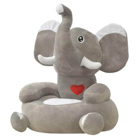 Plush Children's Chair Elephant Grey