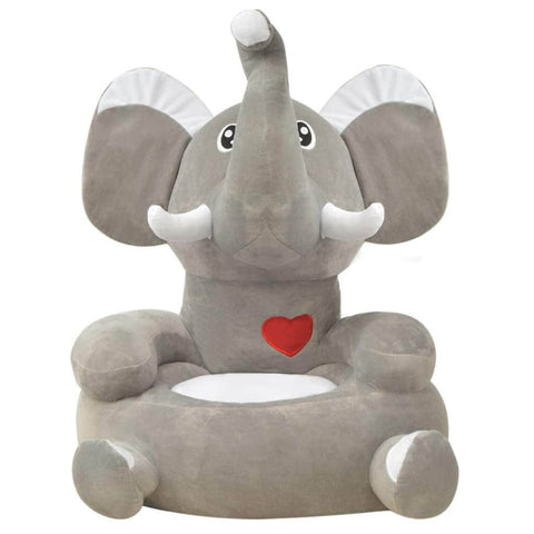 Plush Children's Chair Elephant Grey