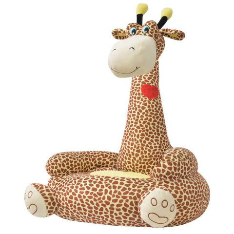 Plush Children's Chair Giraffe Brown