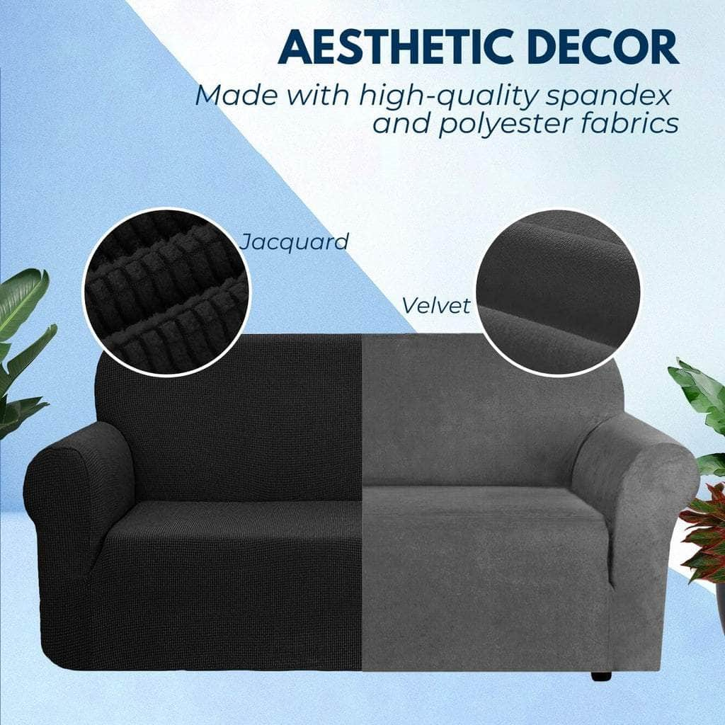 Polyester Jacquard Sofa Cover 3 Seater (Black)