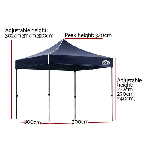 Pop Up 3X3M Folding Tent - Navy