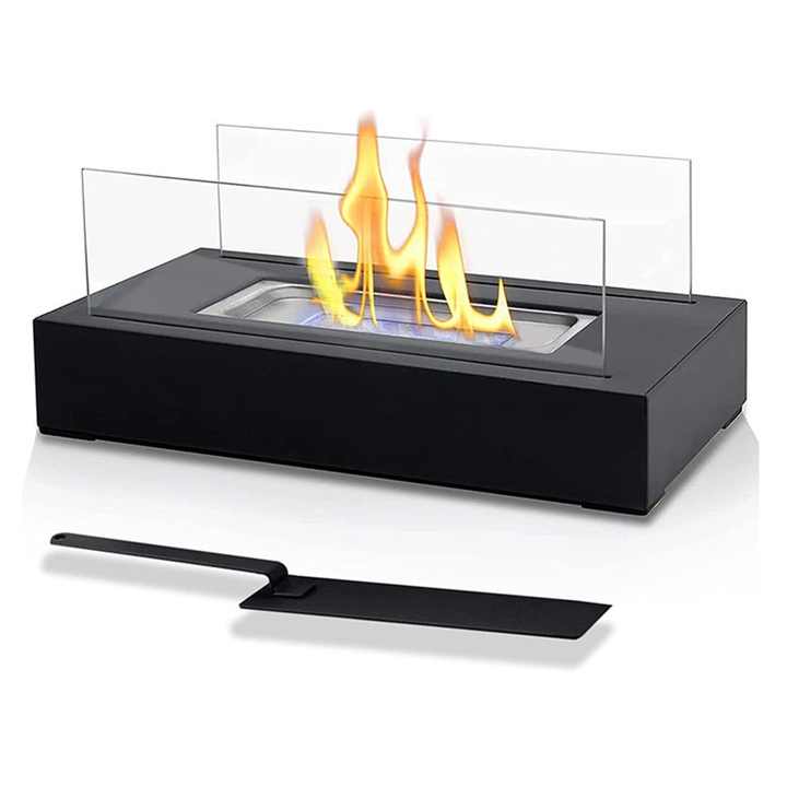 Portable Bioethanol Fireplace -Rectangular Design Black/White