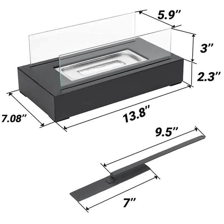 Portable Bioethanol Fireplace -Rectangular Design Black/White