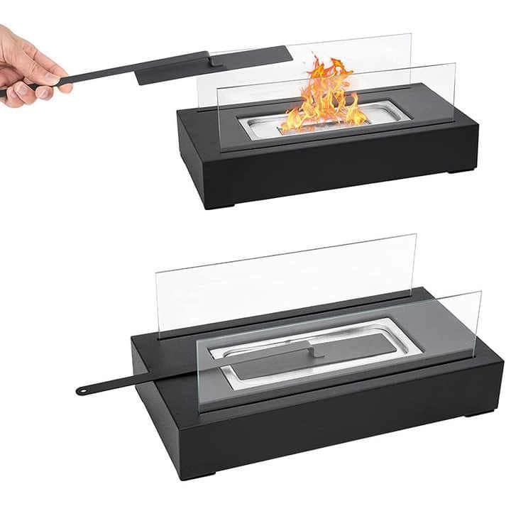 Portable Bioethanol Fireplace -Rectangular Design Black/White