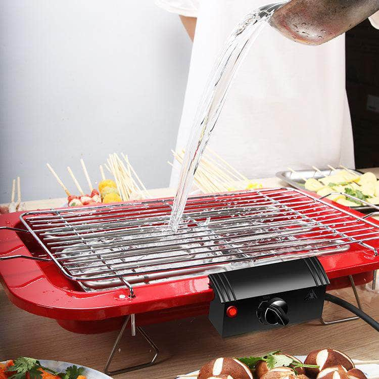 Portable Electric Bbq Grill Teppanyaki Smokeless Barbeque Pan Hot Plate Table Red