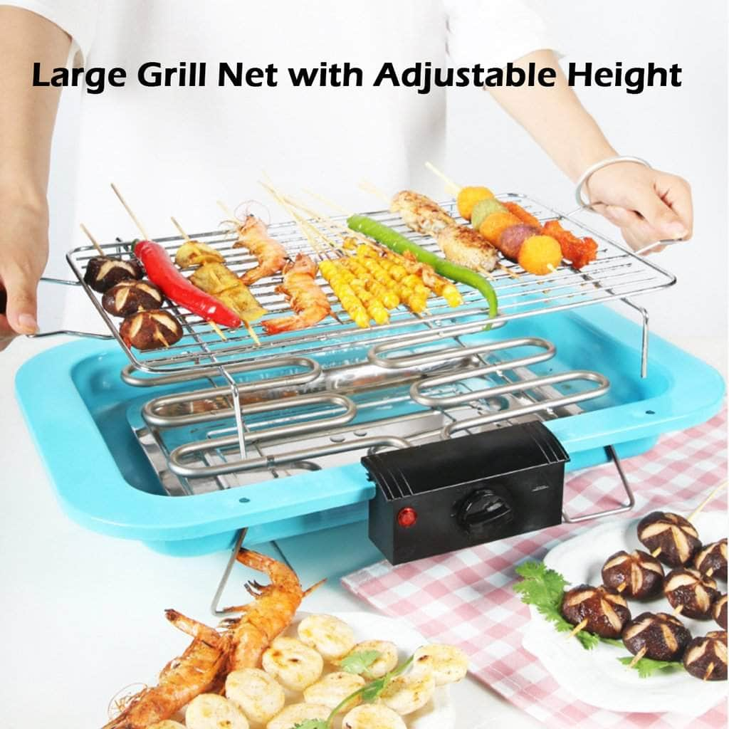 Portable Electric Bbq Grill Teppanyaki Smokeless Barbeque Pan Hot Plate Table Red