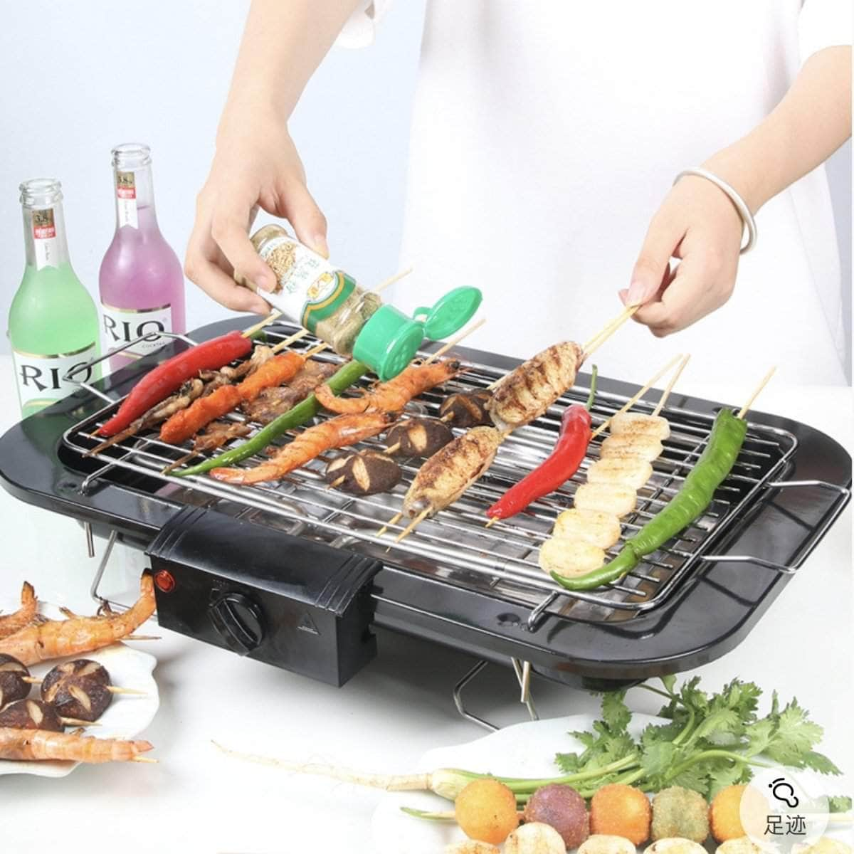 Portable Electric Bbq Grill Teppanyaki Smokeless Barbeque Pan Hot Plate Table Red