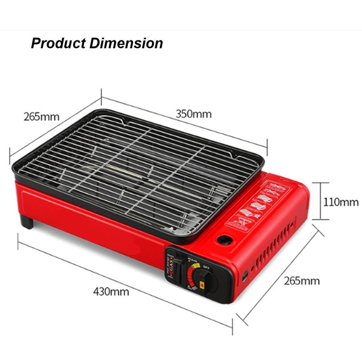 Portable Gas Stove Butane Bbq Camping Gas Cooker With Non Stick Plate Red Without Fish Pan And Lid