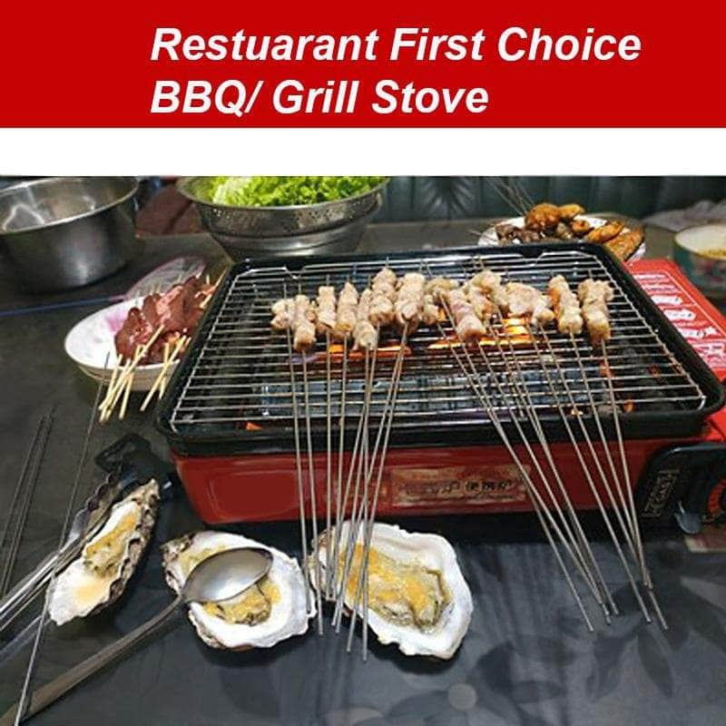 Portable Gas Stove Butane Bbq Camping Gas Cooker With Non Stick Plate Red Without Fish Pan And Lid