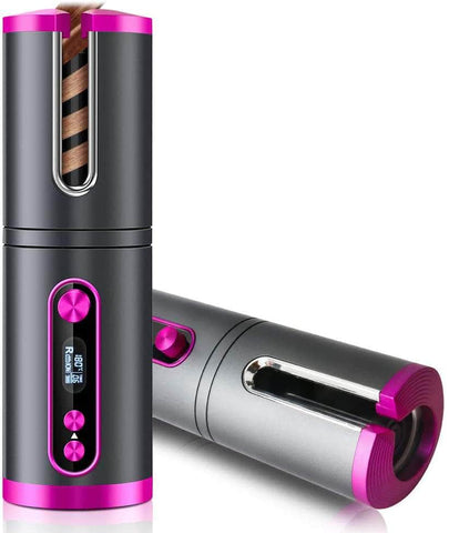 Portable Wireless Hair Curler With Led Display (Pink)