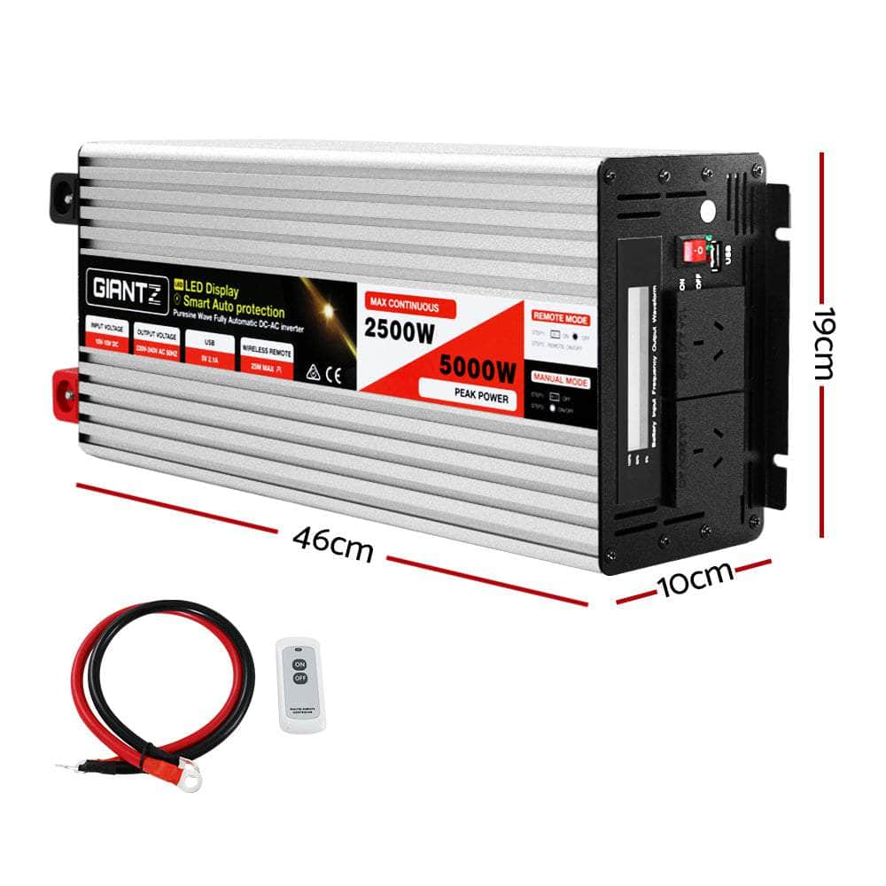 Power Inverter 12V To 240V 2500W/5000W Pure Sine Wave Camping Car Boat