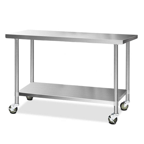 Premium 1524X610Mm Stainless Steel Kitchen Bench With Wheels