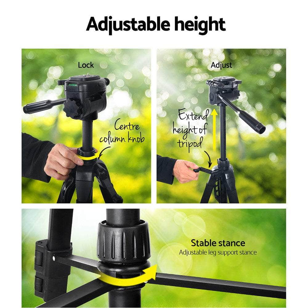 Professional Dslr Camera Tripod Stand, Adjustable 62-160Cm Black