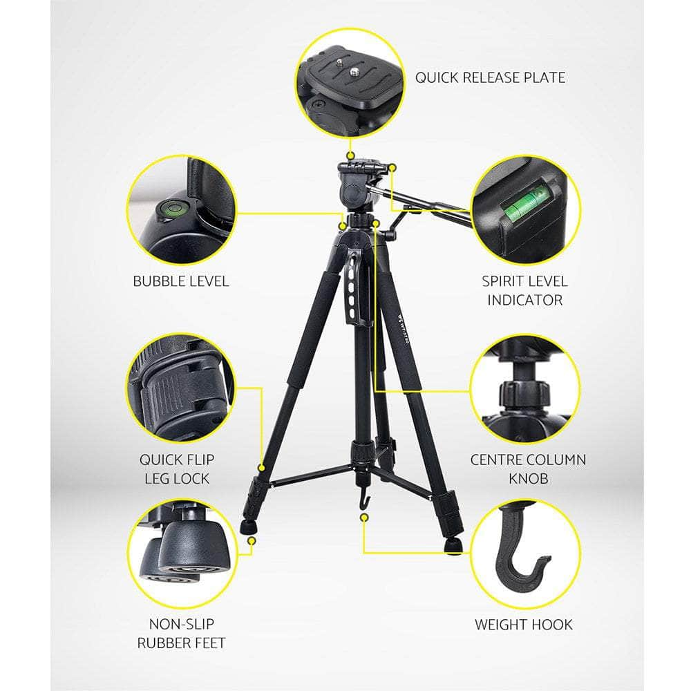 Professional Dslr Camera Tripod Stand, Adjustable 62-160Cm Black