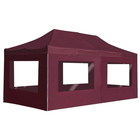 Professional Folding Party Tent with Walls Aluminium /Wine Red