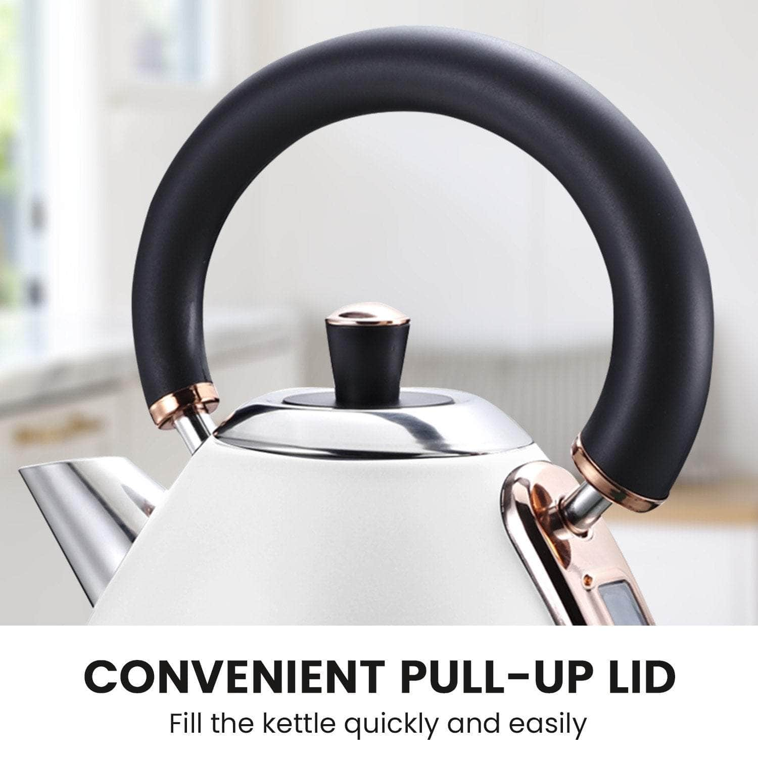 Pronti 1.7L Rose Trim Collection Kettle - White