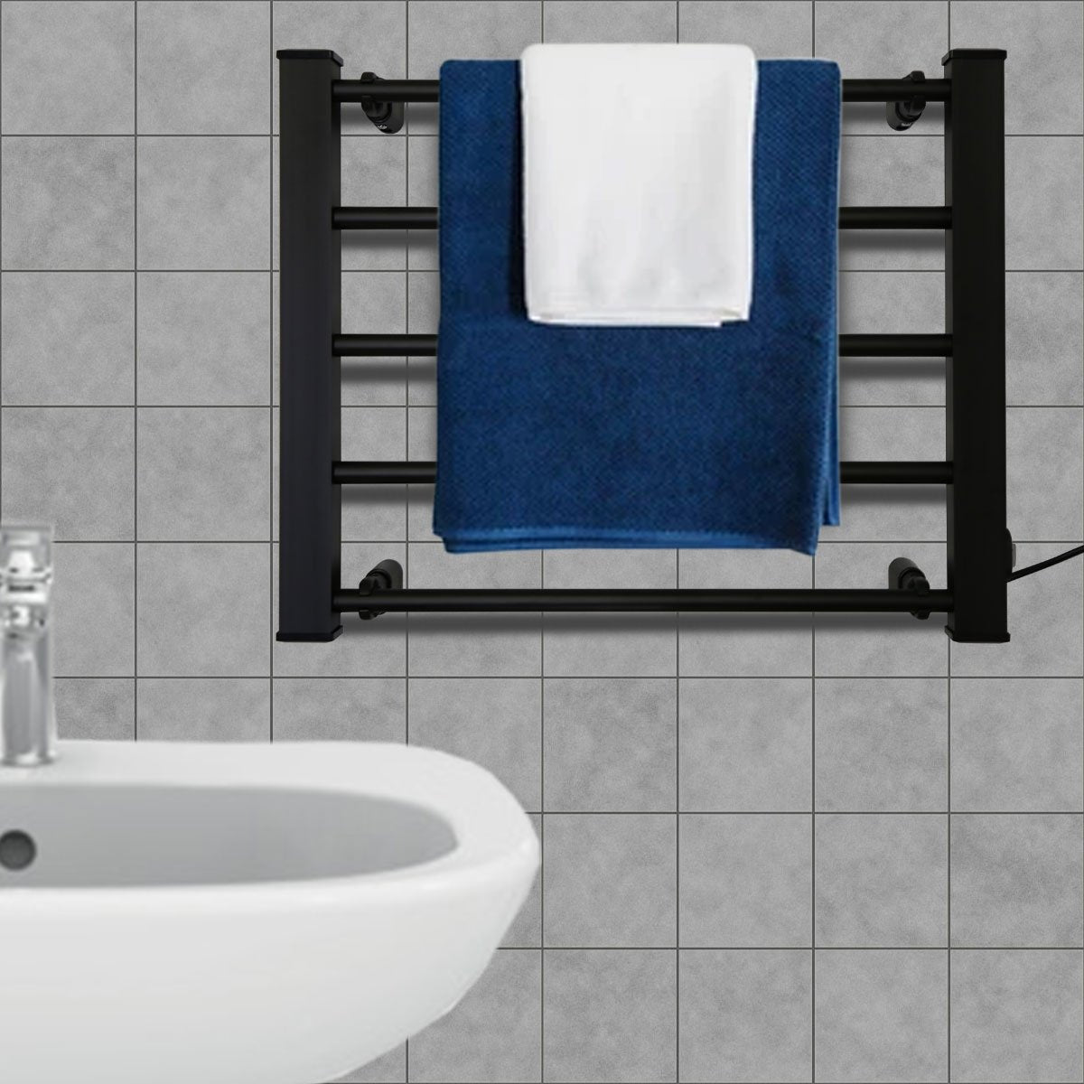 Heated Electric Towel Bathroom Rack EV-90- Black