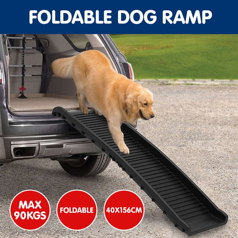 Foldable Car Dog Ramp Vehicle Ladder Step Stairs - Black