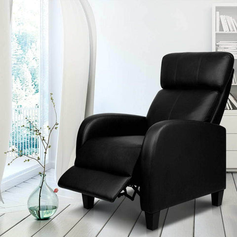 Pu Leather Reclining Armchair - Black