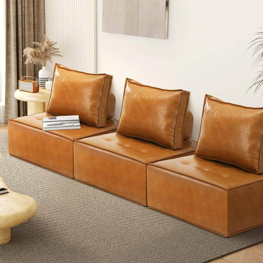 Pu Leather Sofa Couch Brown