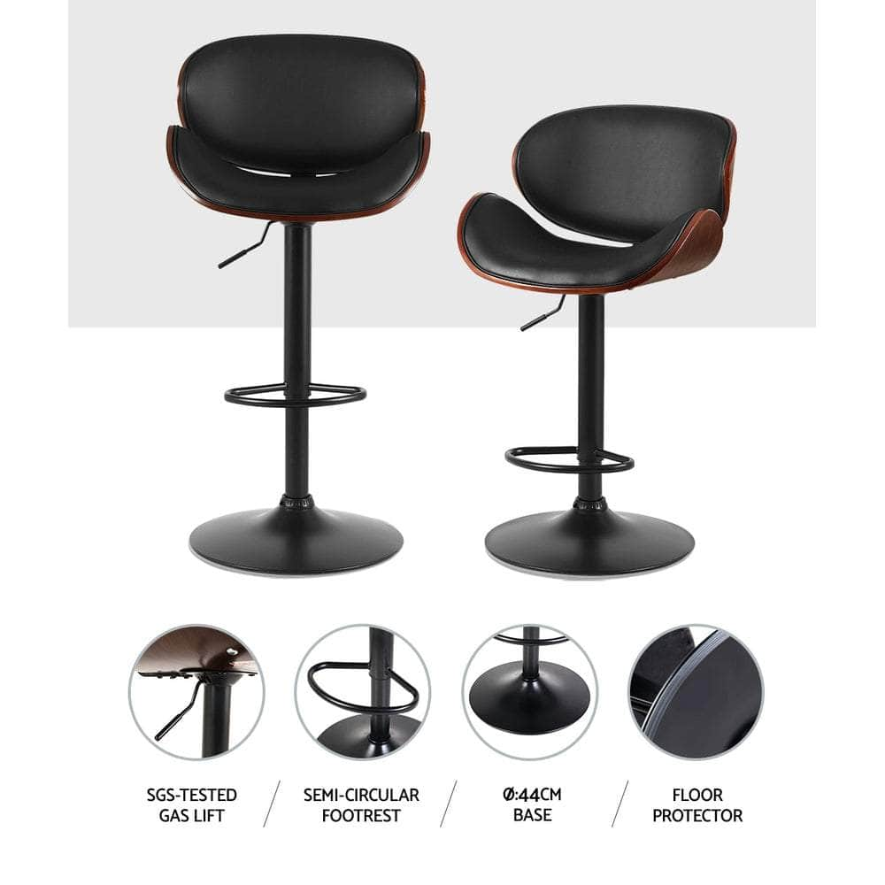 PU leather Swivel Gas Lift Kitchen Bar Stools-black