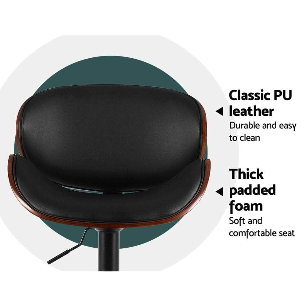 PU leather Swivel Gas Lift Kitchen Bar Stools-black