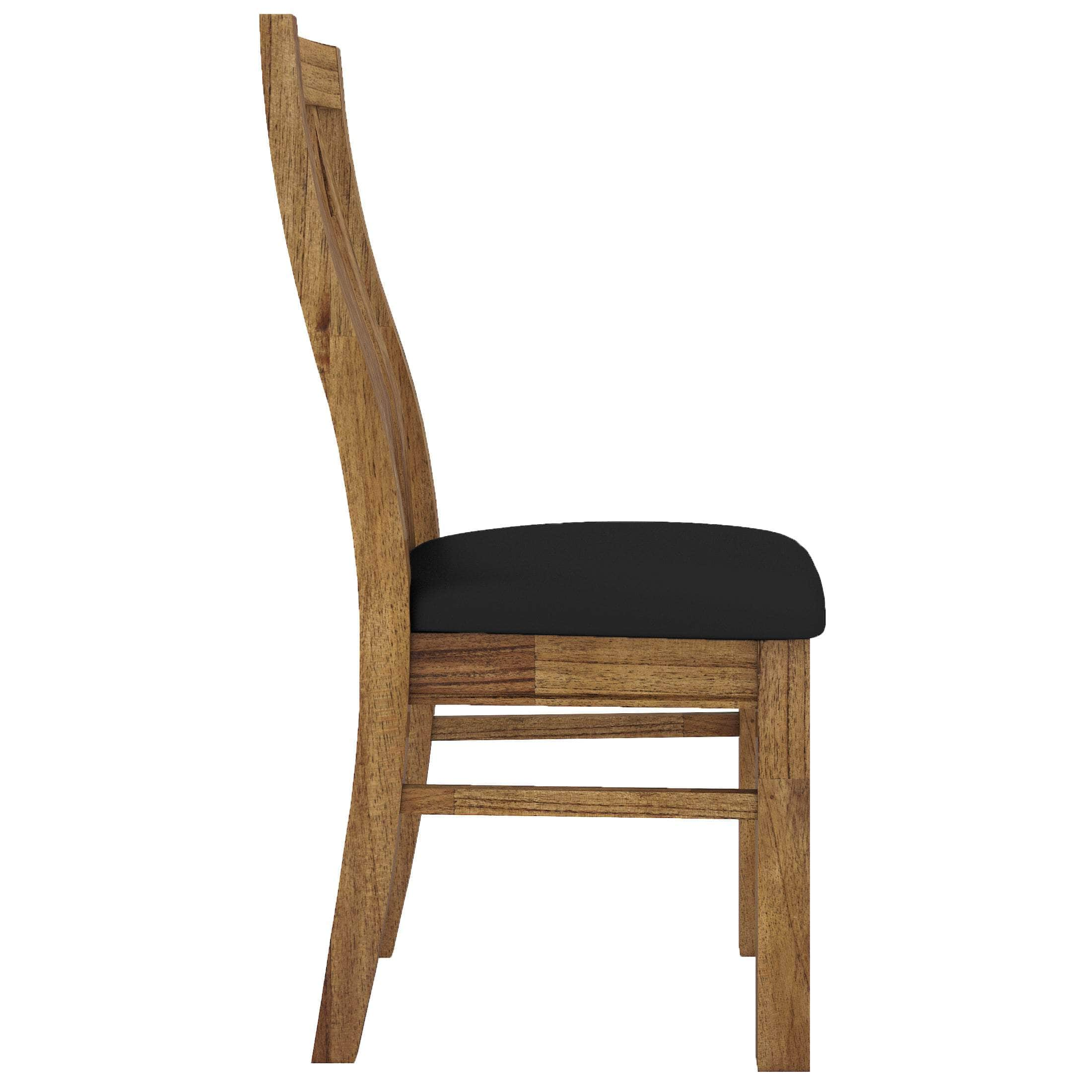 Pu Seat Dining Chair Set Of 2 Solid Ash Wood Dining Furniture -Brown