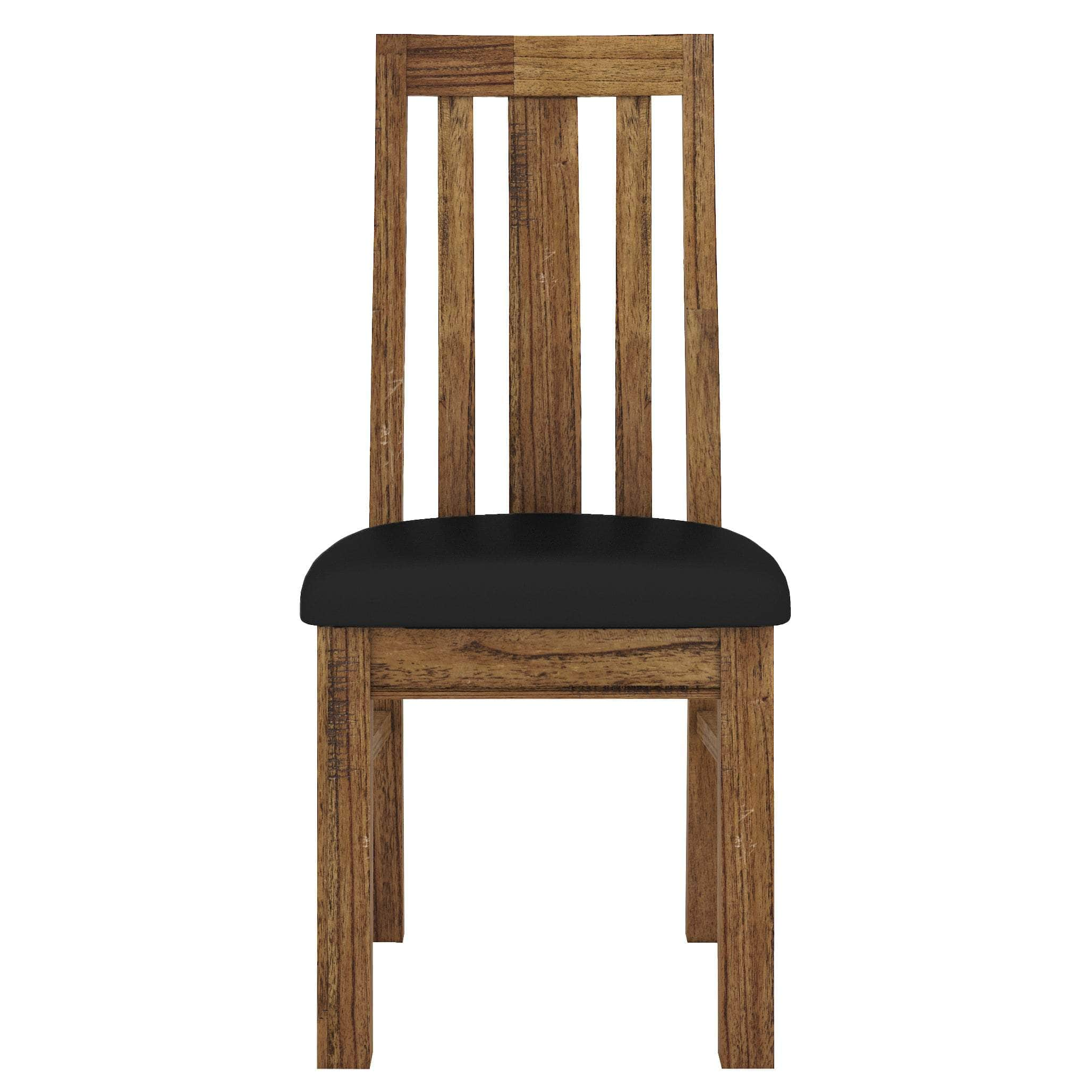 Pu Seat Dining Chair Set Of 2 Solid Ash Wood Dining Furniture -Brown