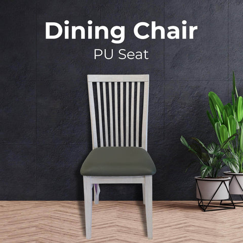 Pu Seat Dining Chair Set Of 2 Solid Ash Wood Dining Furniture - White