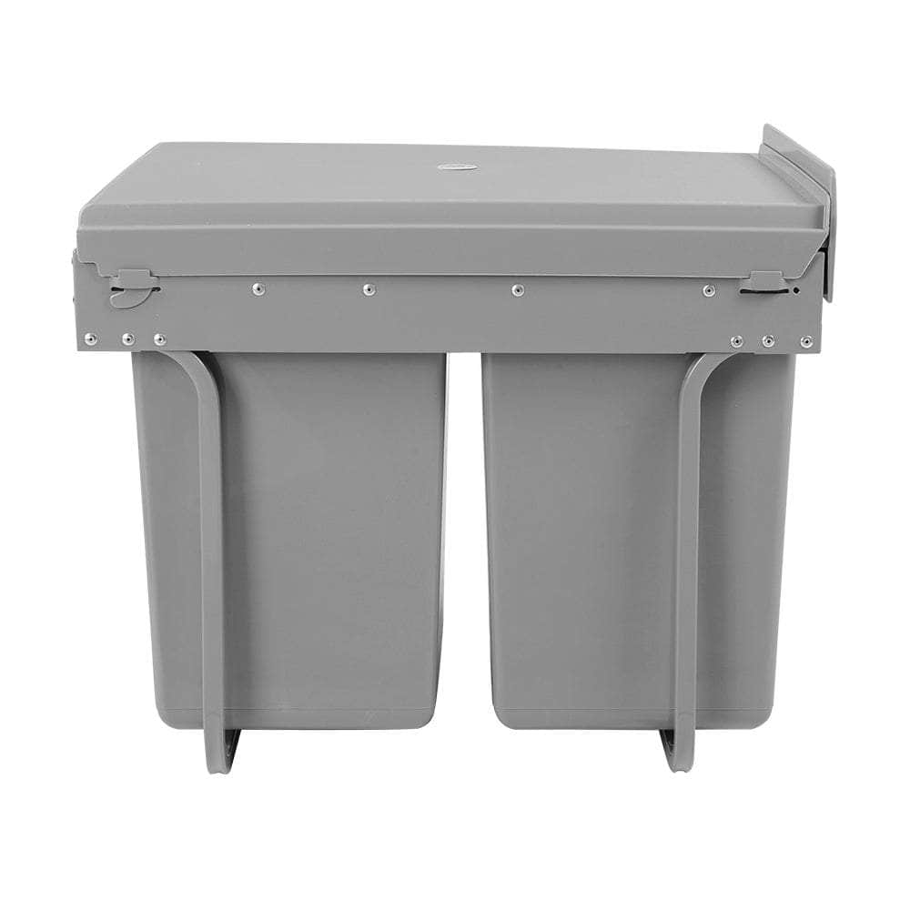 Pull Out Bin Kitchen Double Basket 2X20L Grey