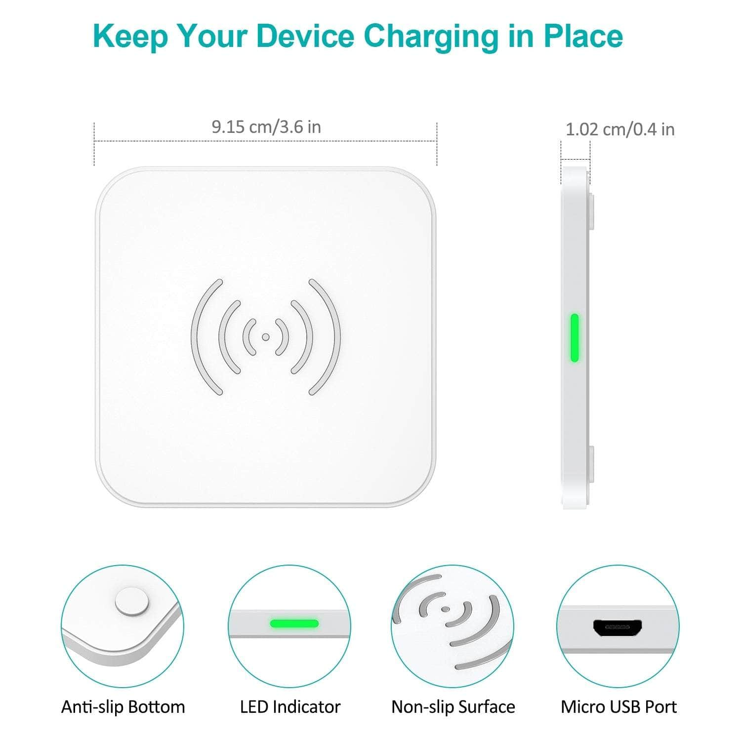 Qi Certified 10W/7.5W Fast Wireless Charger Pad (White)