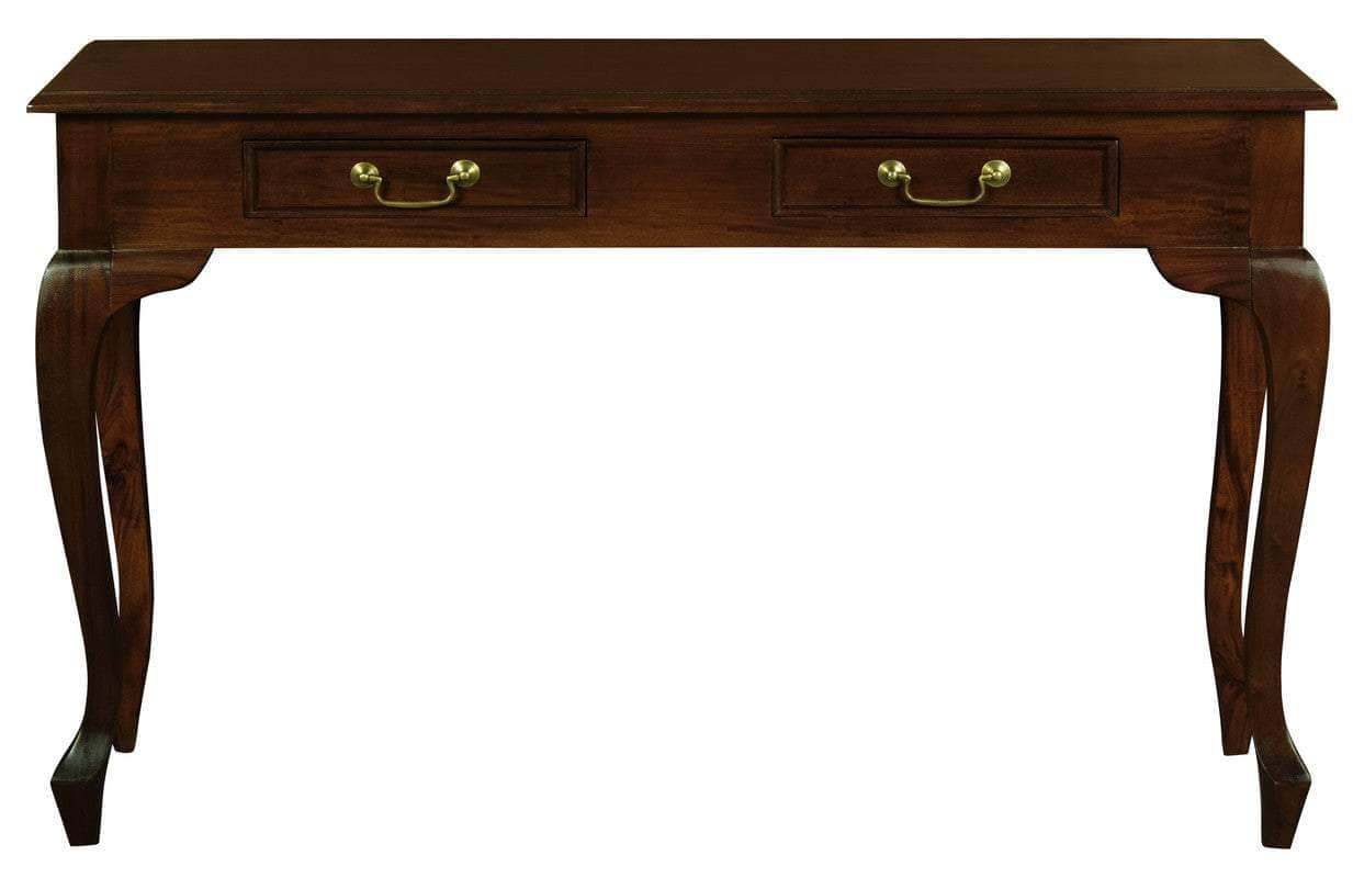 Queen Ann 2 Drawer Sofa Table Chocolate/Mahogany