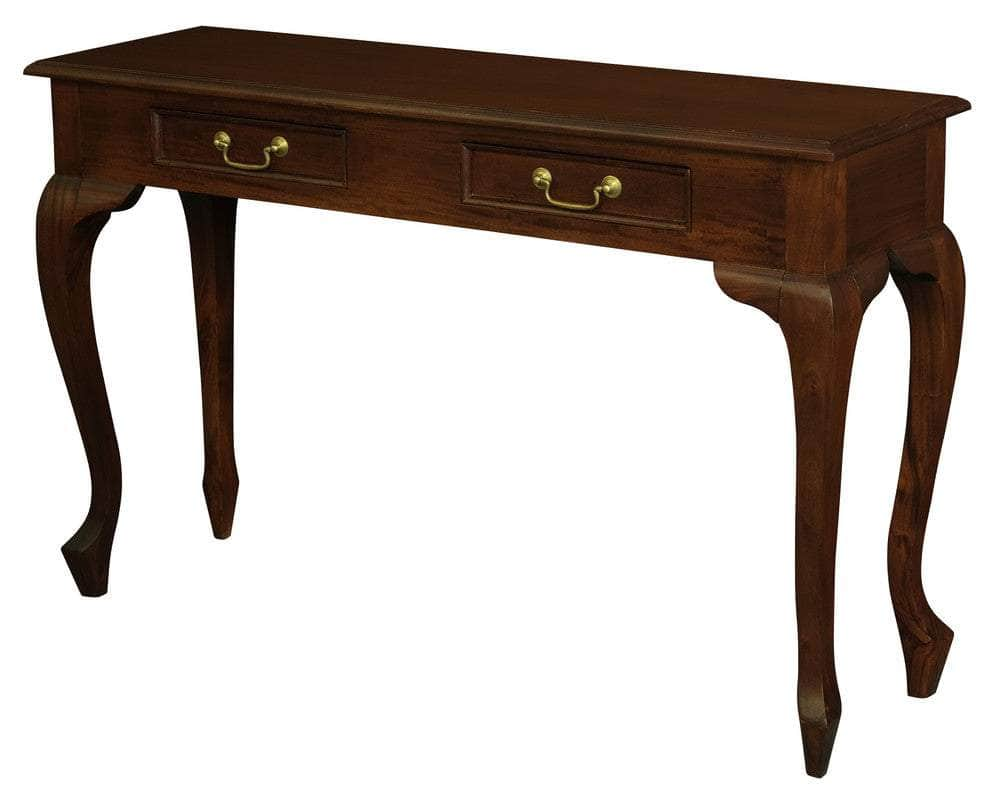 Queen Ann 2 Drawer Sofa Table Chocolate/Mahogany