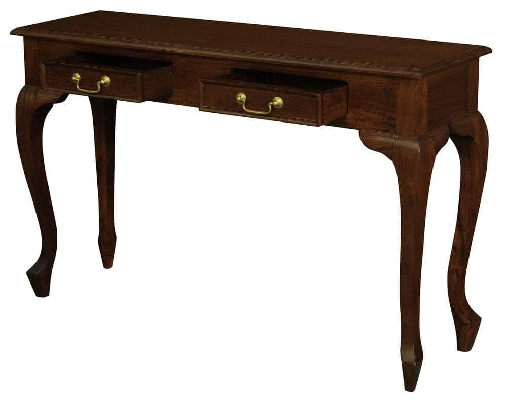 Queen Ann 2 Drawer Sofa Table Chocolate/Mahogany