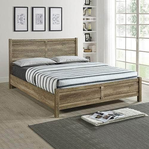 Queen Bed Frame Natural Wood like MDF in Oak Colour