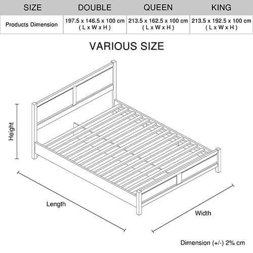 Queen Bed Frame Natural Wood like MDF in Oak Colour