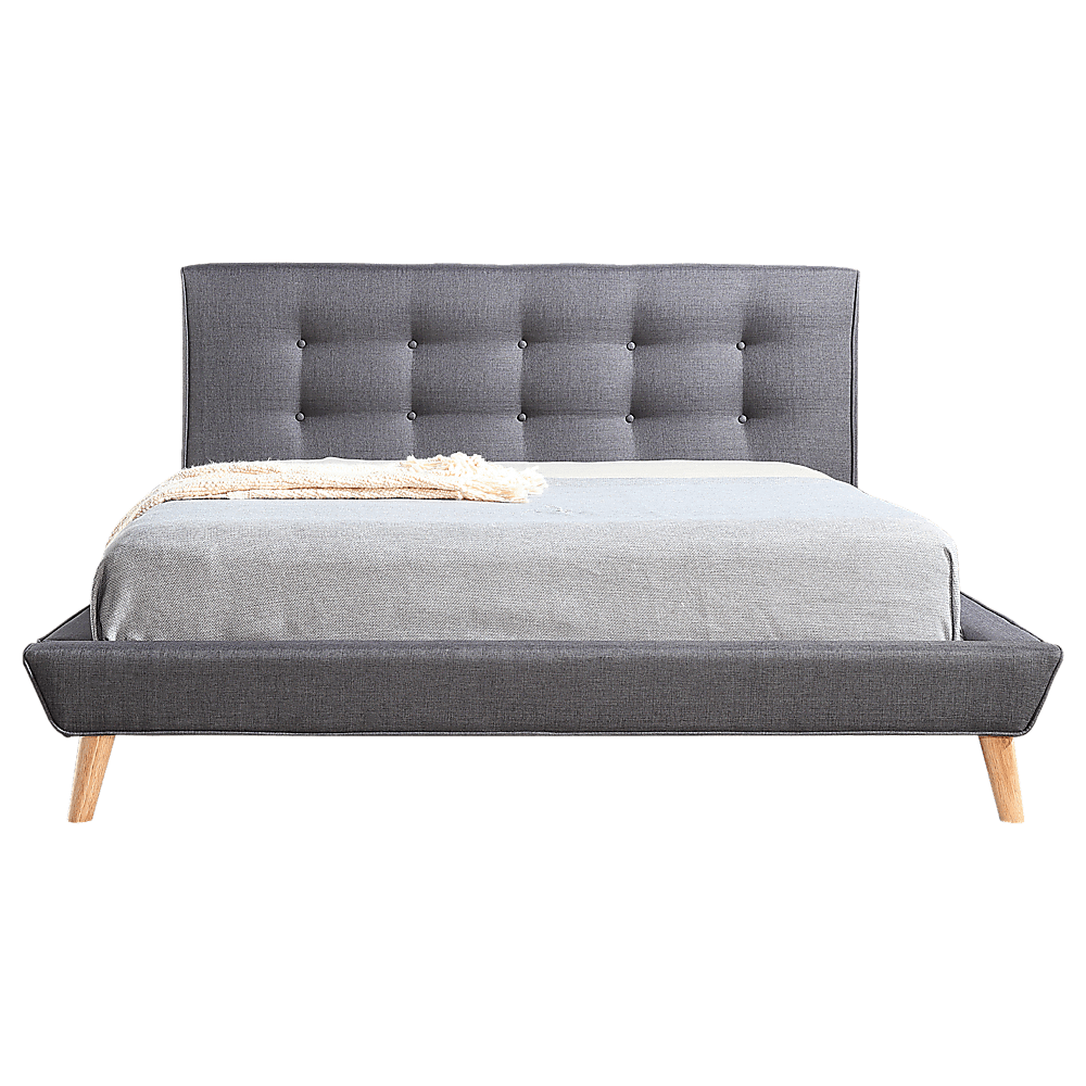 Queen Linen Fabric Deluxe Bed Frame Grey