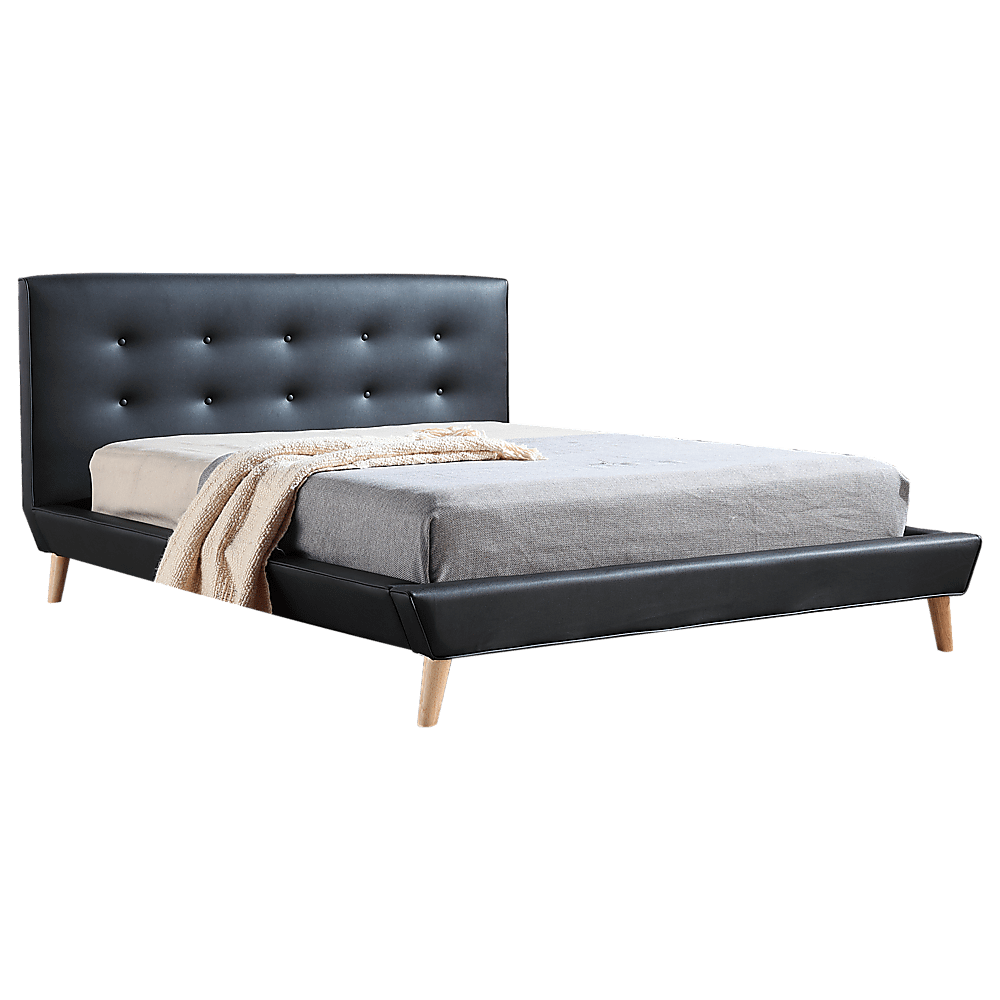 Queen PU Leather Deluxe Bed Frame Black