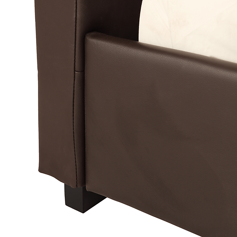 Queen Pu Leather Deluxe Bed Frame Brown