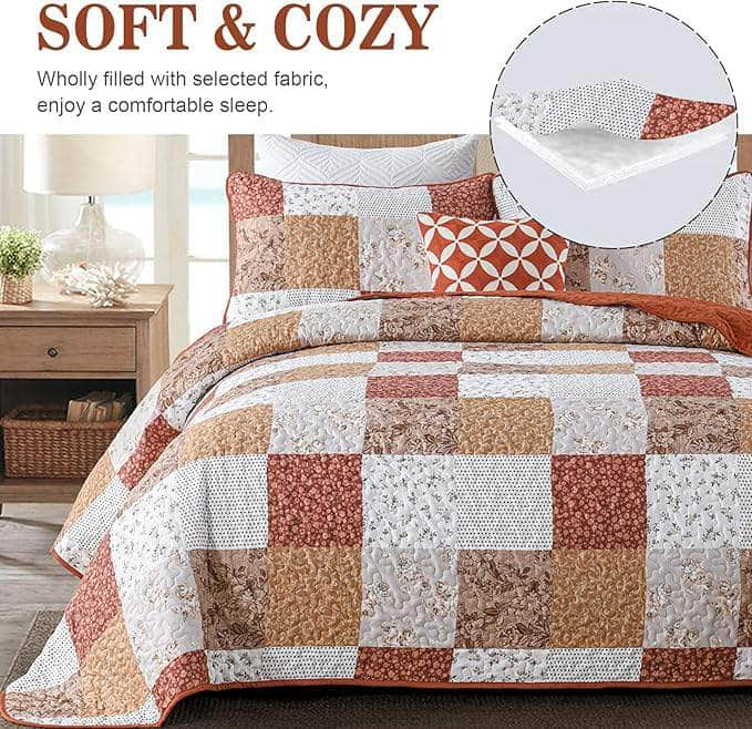 Queen Size Checkered Bedspread Set Vibrant Retro Pattern